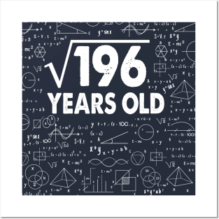 Square Root of 196 14th Birthday 14 Years Old Math Science Lover Gifts Nerdy Geeky Gift Idea Posters and Art